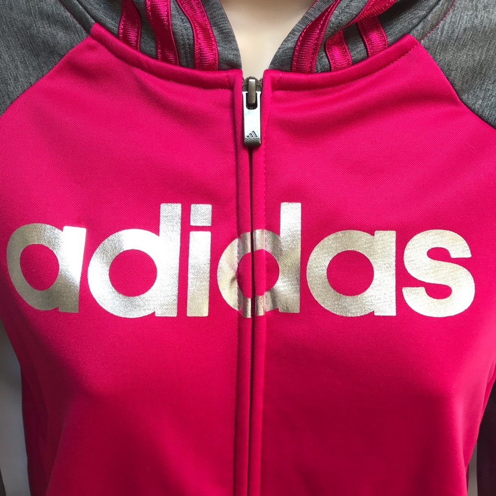Hot Pink Adidas Zip Up Jacket - Picture 2 of 10